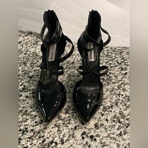 Steve Madden Strappy Patent Black High Pointed Heels like new
